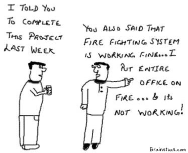 you also said that fire fighting system is working fine, I put office on fire and Its not working, cartoons