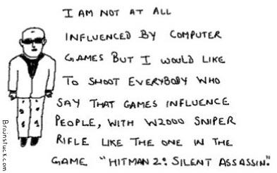 I would like to kill everyone who say that games influence people with W2000 Sniper rifle like the one in HITMAN 2: Silent Assassin, Gaming cartoons,Video Games, Violence