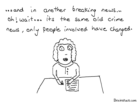 People Change Crime's don't, Breaking News cartoon, Same old news, Sansani Khez Khulasa
