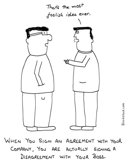 Boss agrees to disagree, you agree not to disagree - Employee Agreement Employee Contract - Agreement, Office, Work, Management Cartoons
